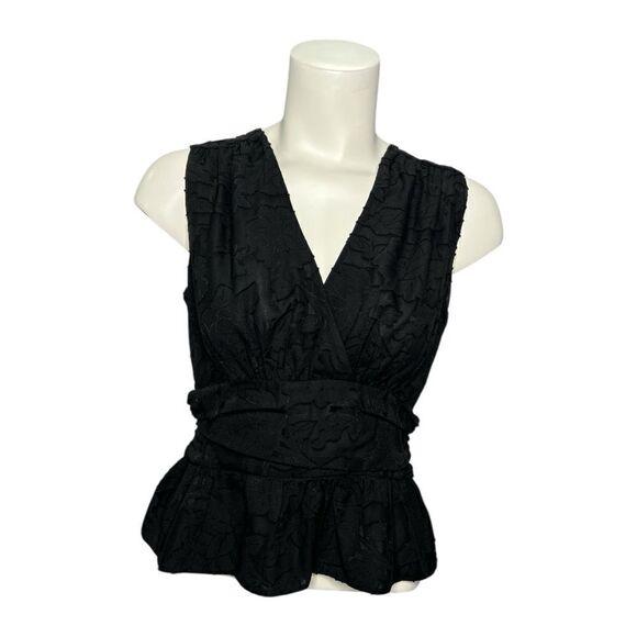 BCBGMaxAzria Tops - BCBG‎ Maxazria Elegant Black Sleeveless Top Surplice sz XS NEW